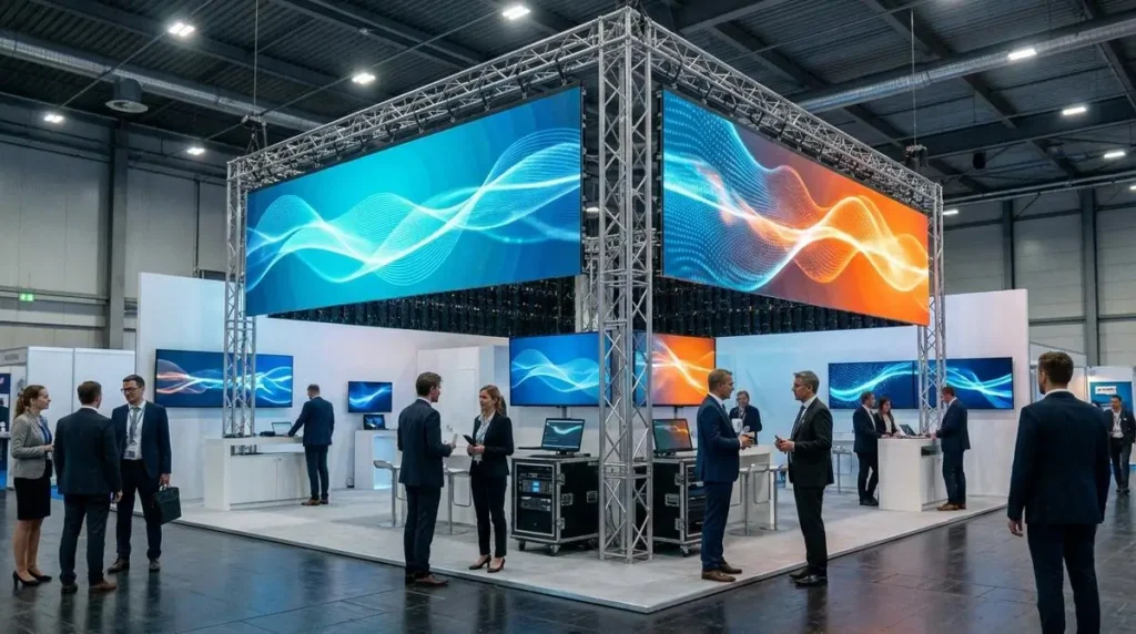 Equipos audiovisuales en ISE (Integrated Systems Europe).